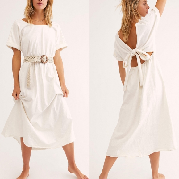 Free People Dresses & Skirts - Free People White Sorrento Tie Back   Midi Dress